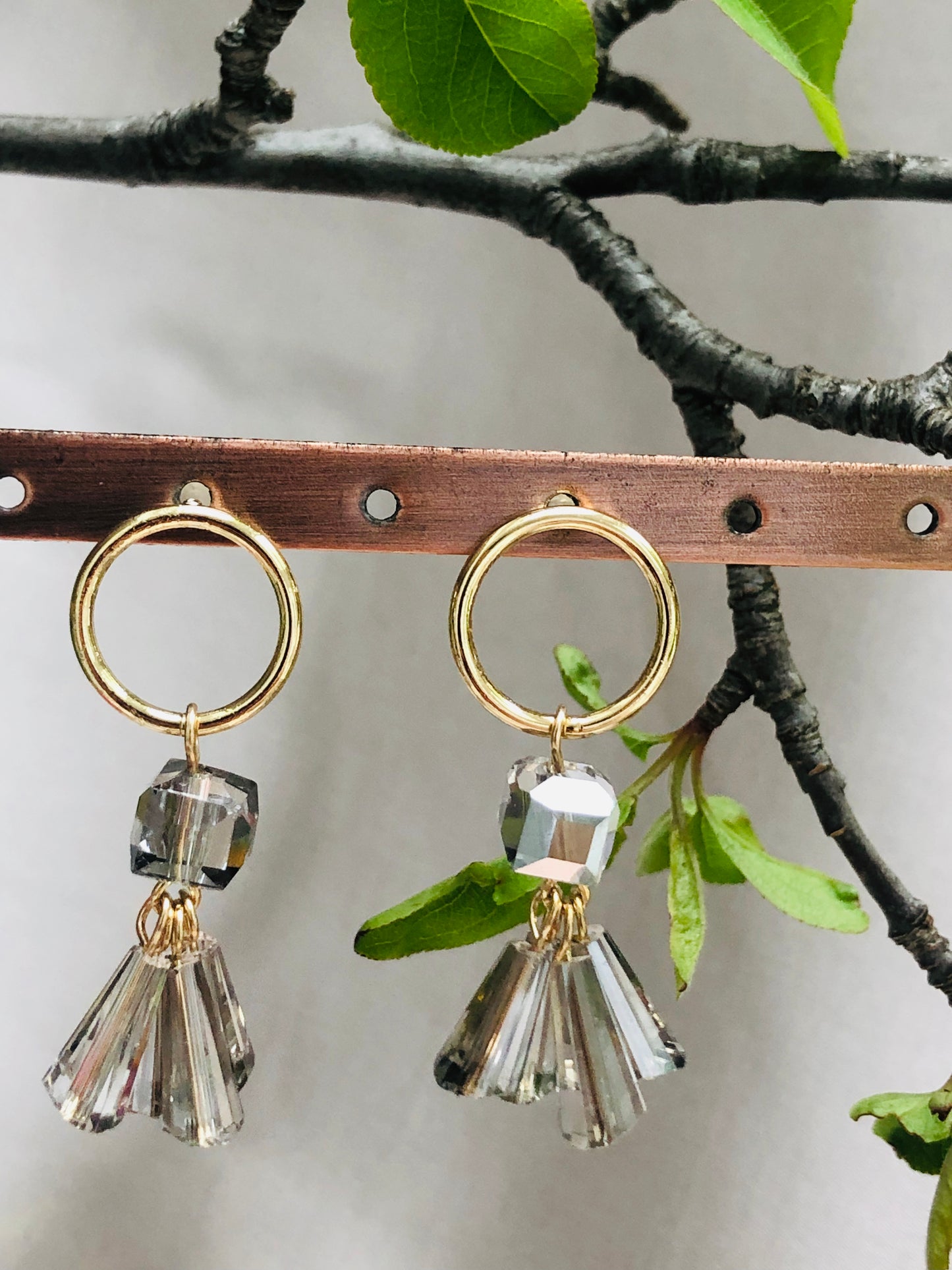 Grey Glassy Earrings