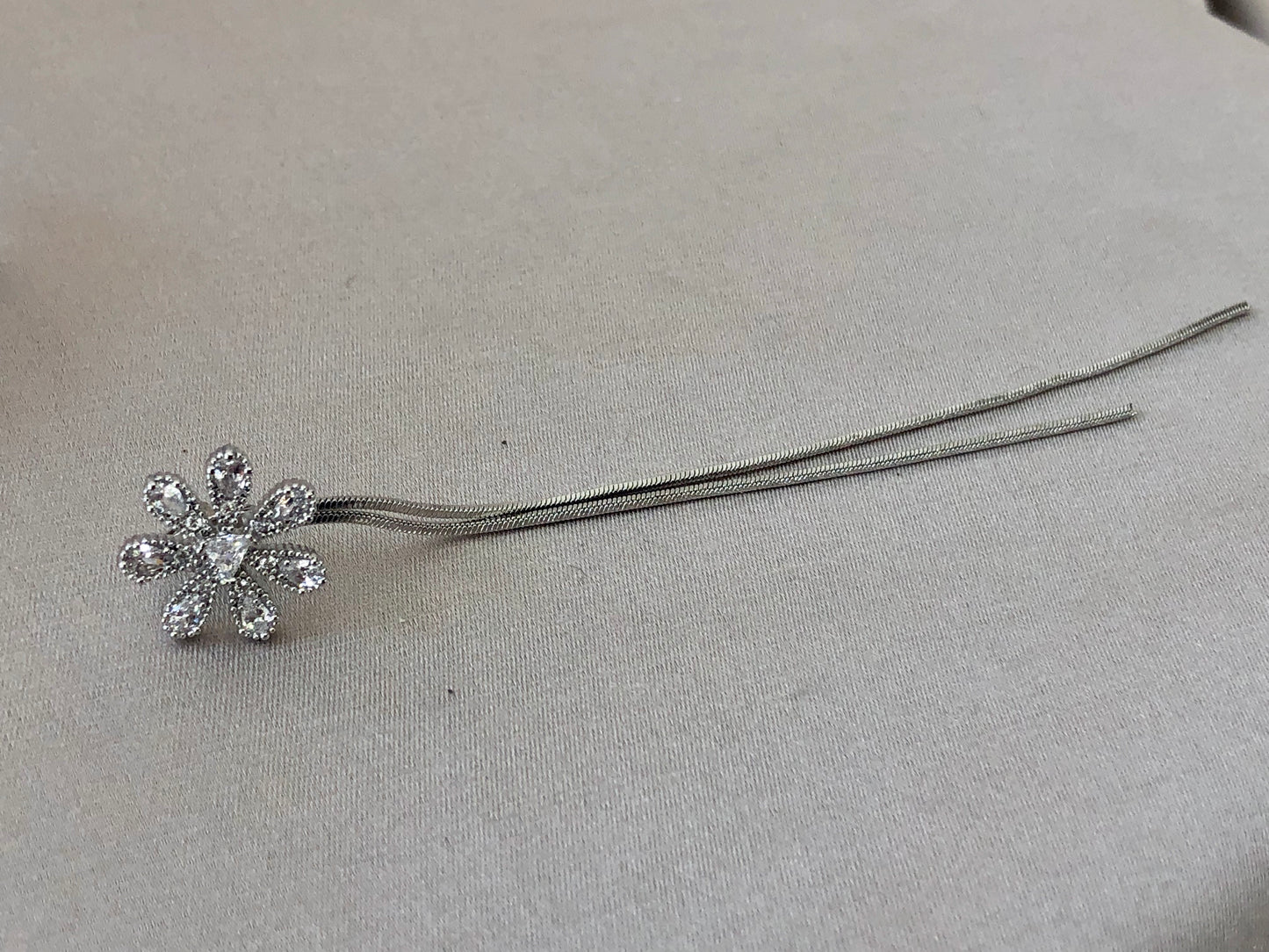 Floral Studs With Long Chains
