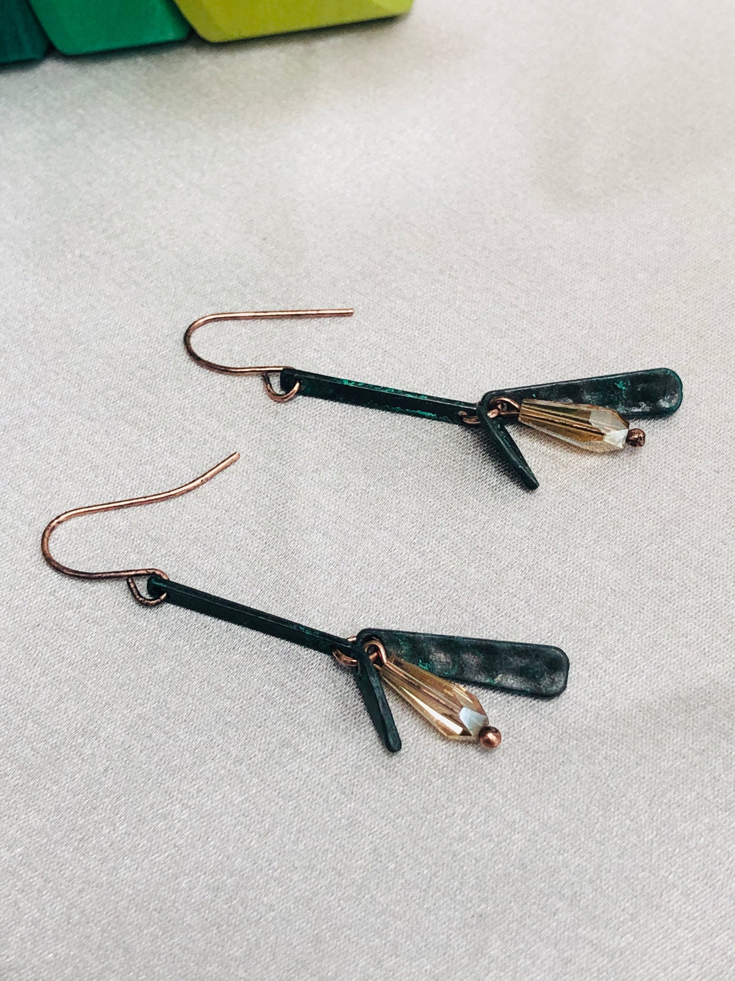 Patina and Crystal Earrings