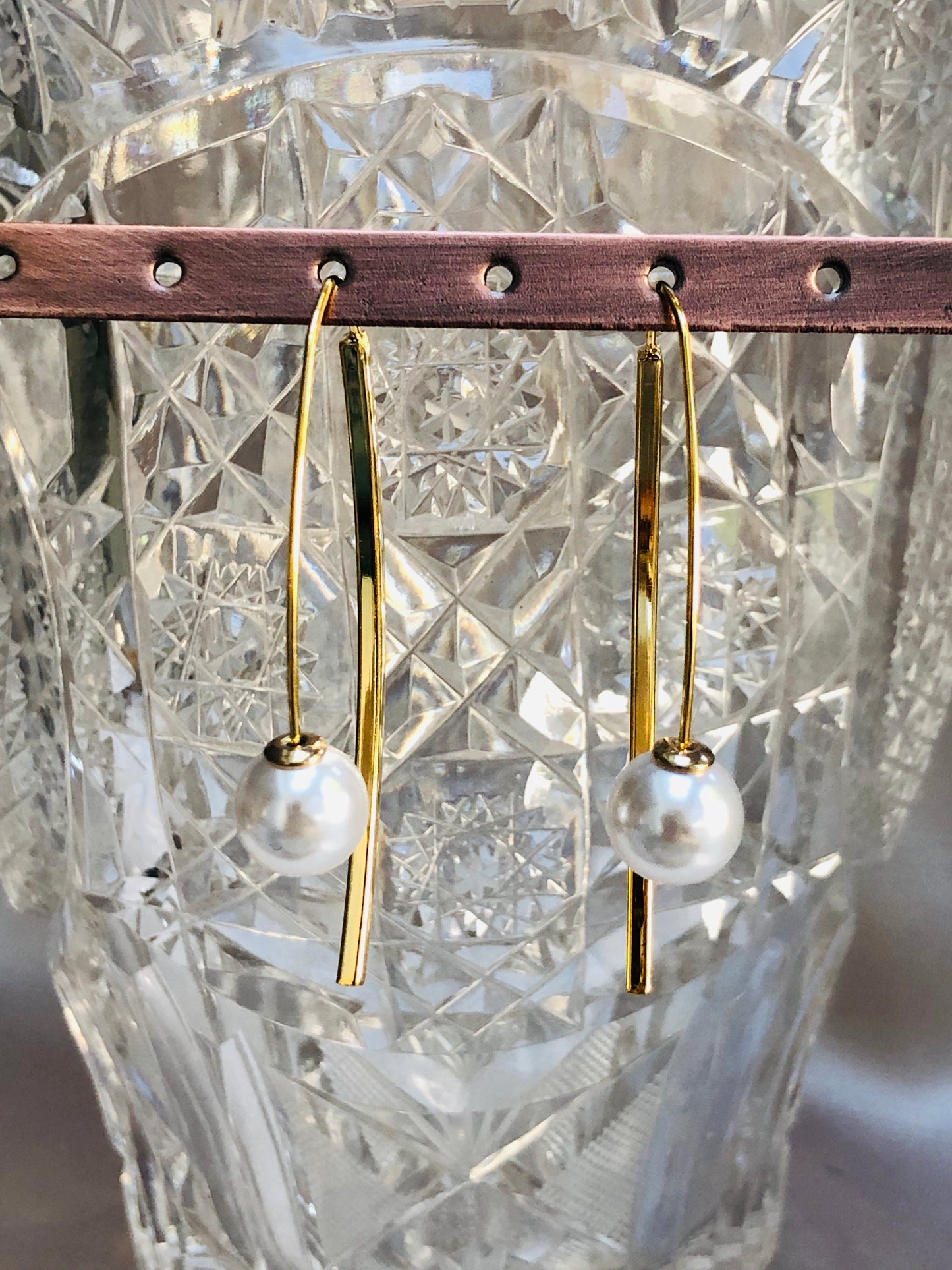 Gold and Pearl Loop Earrings