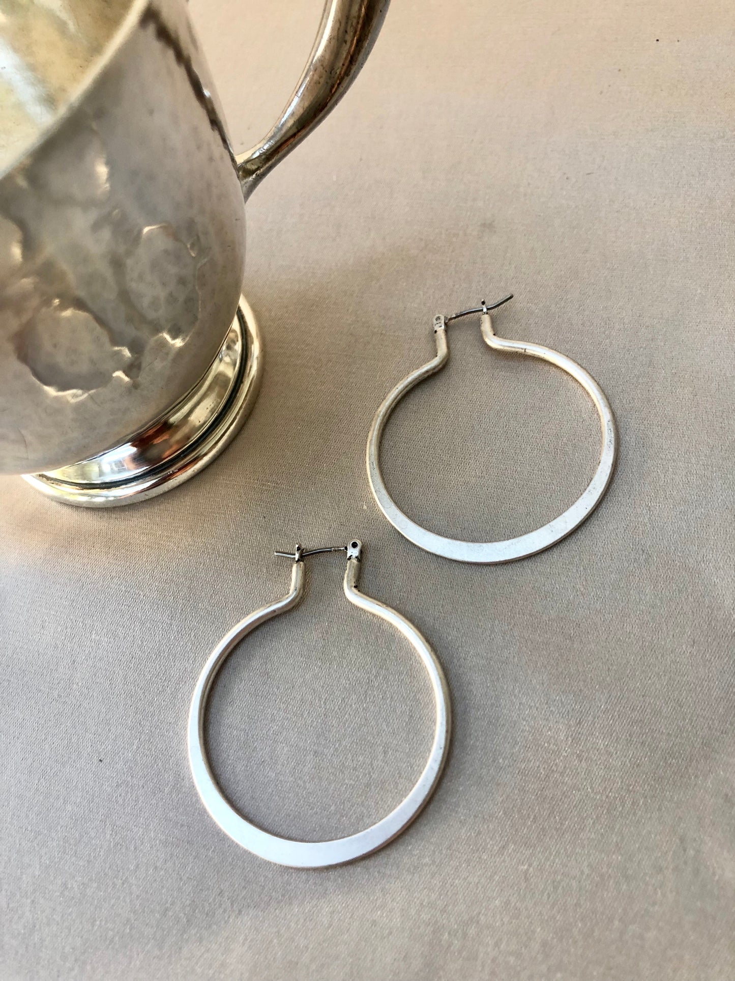 Flat Silver Hoops