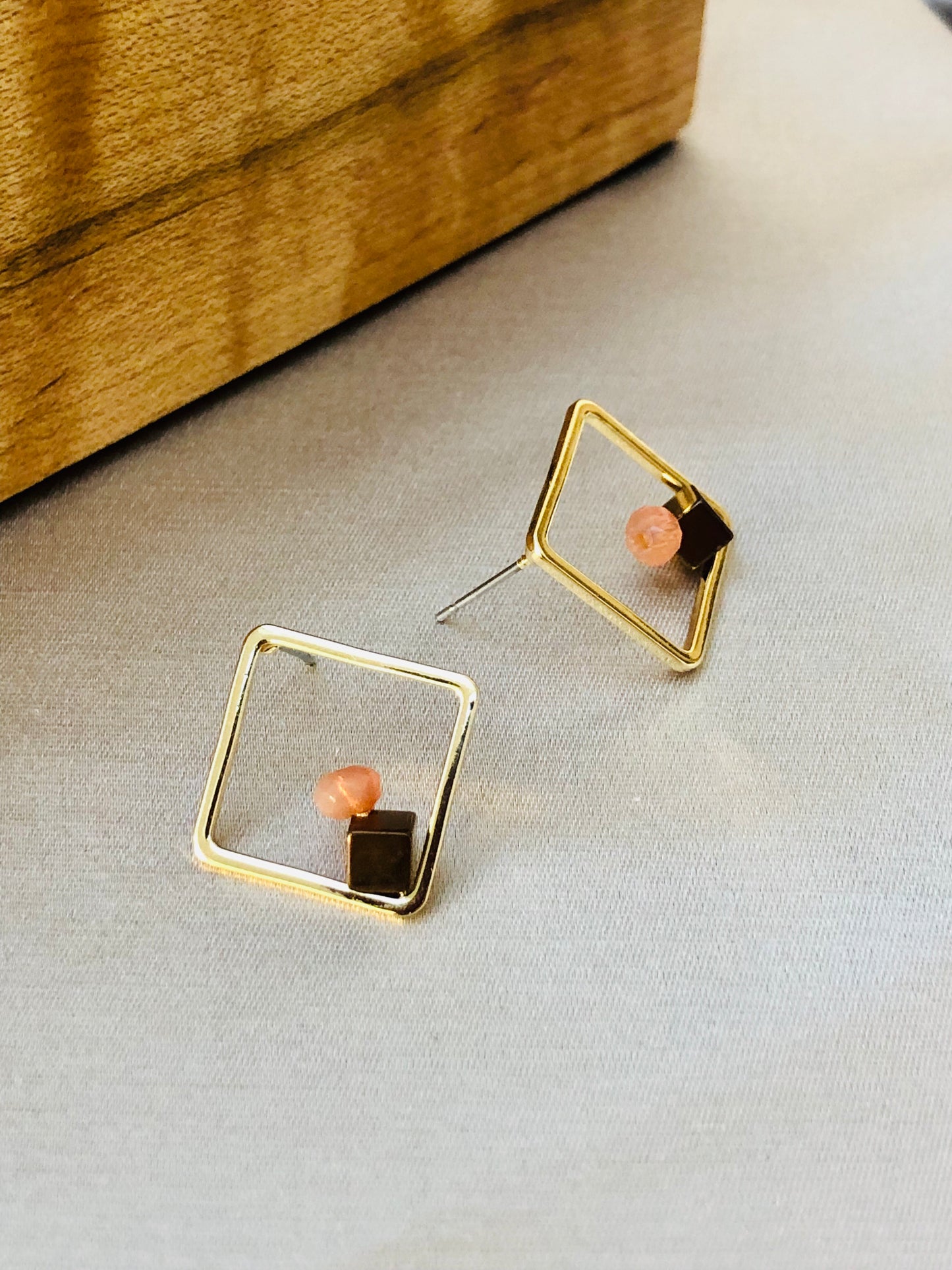 Framed Stone Earrings