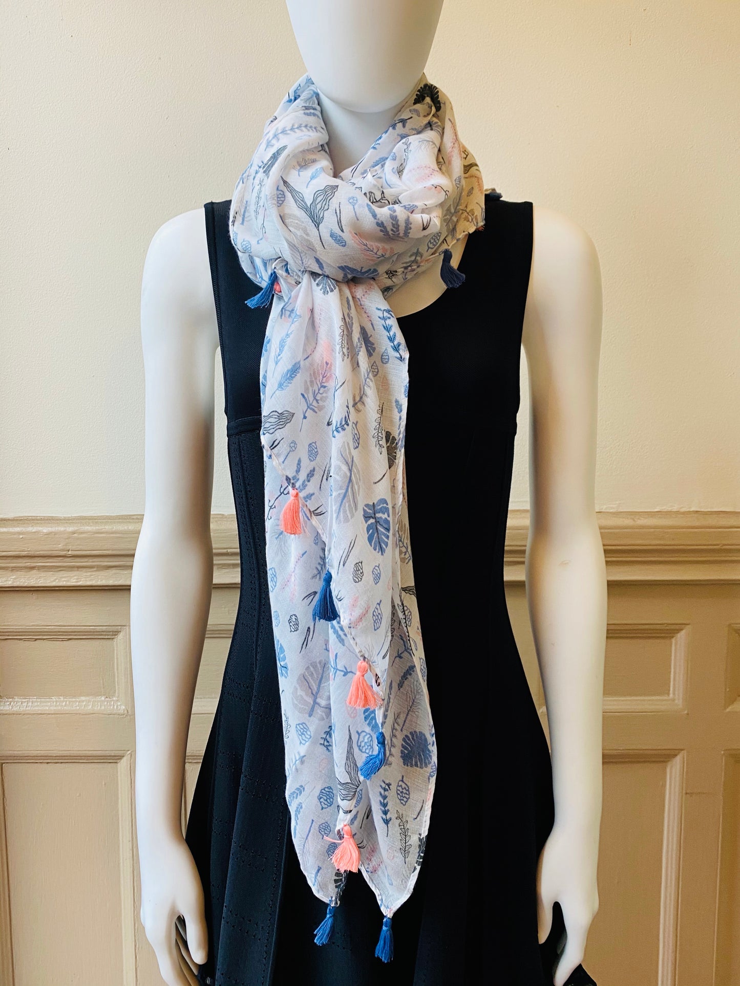 Blue Leaves Scarf