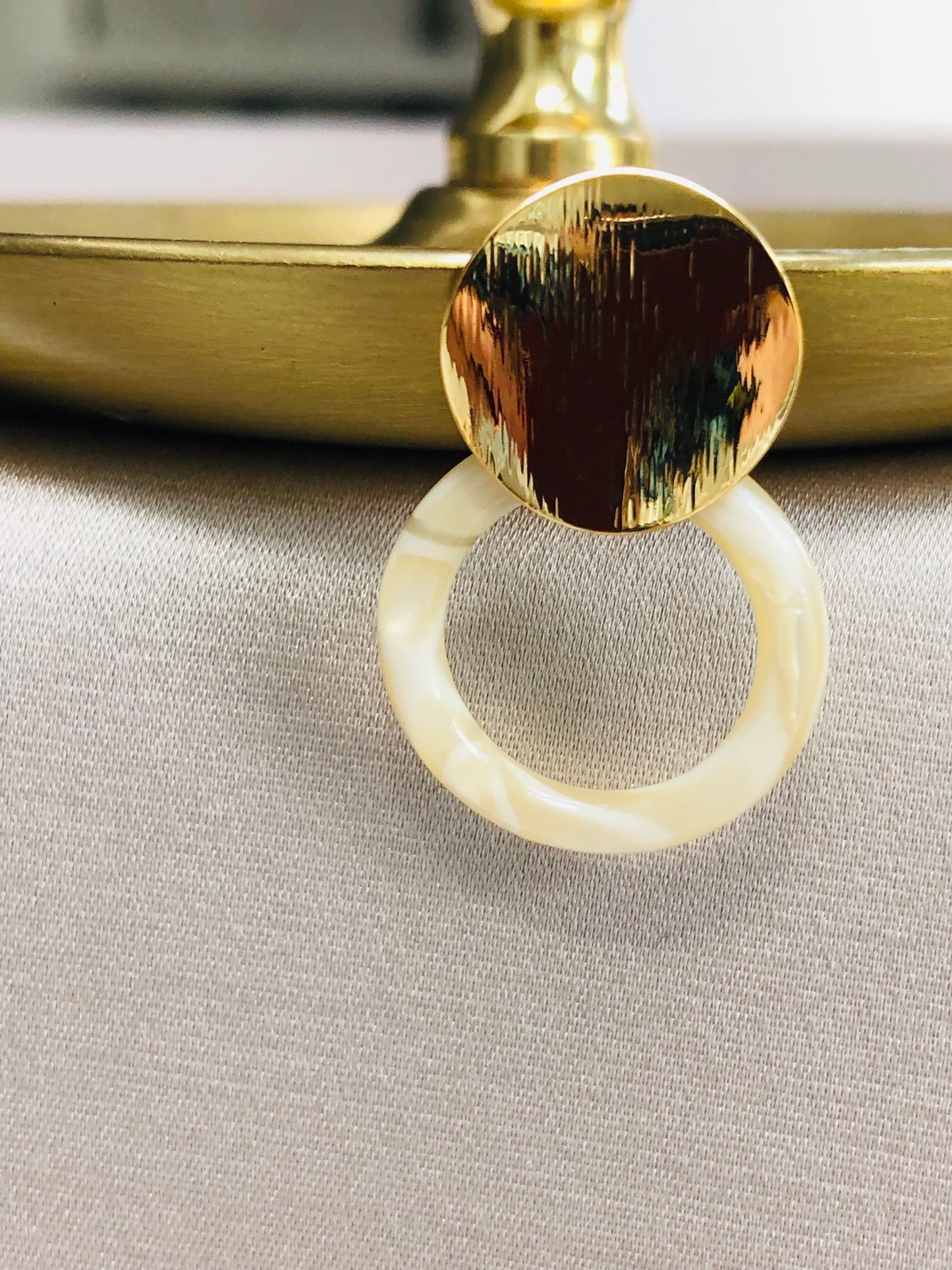 Alabaster and Gold Earrings