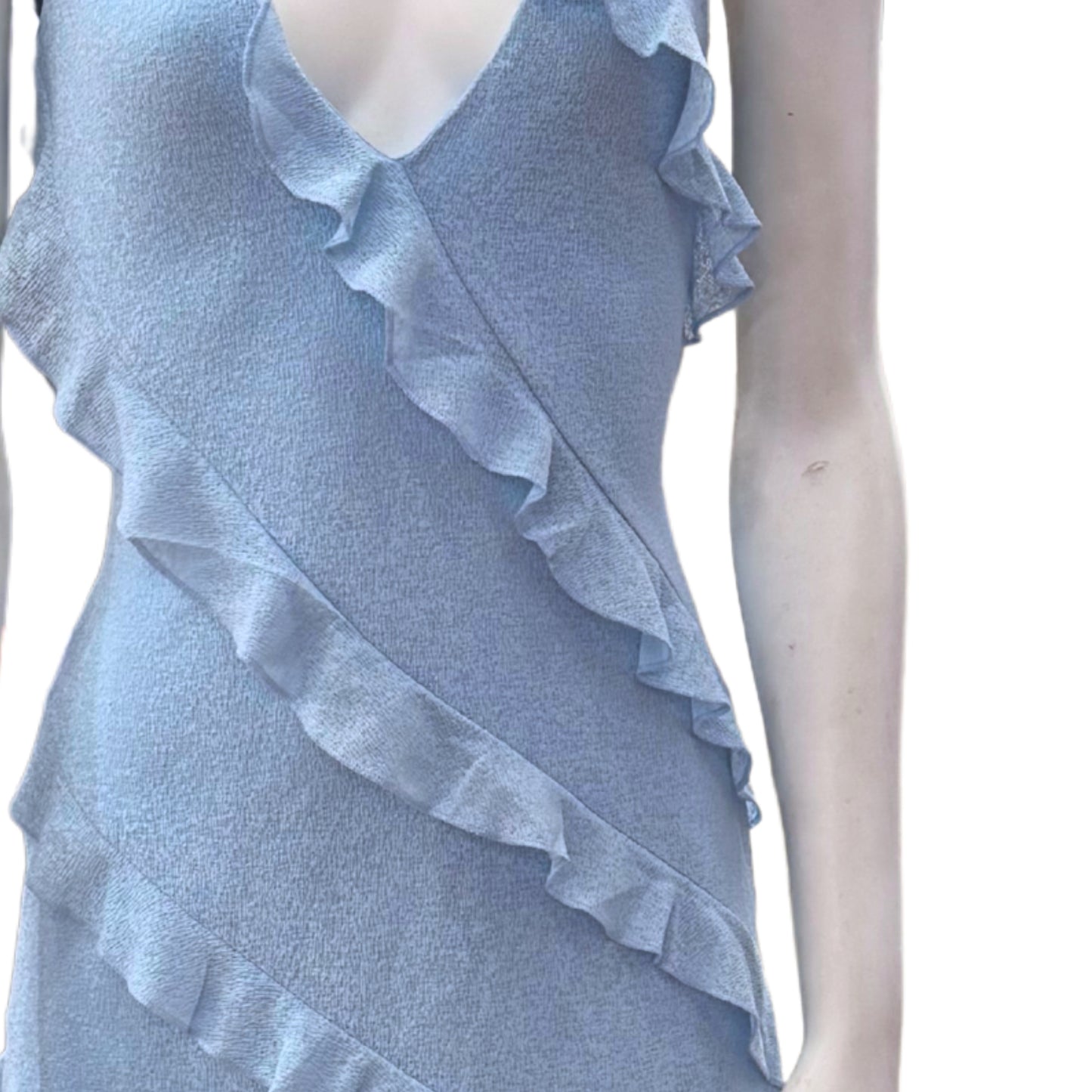 Ruffle Halter Mini Dress with Corset Tie Back