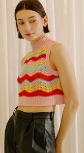 Multicolor Knit Cropped Top