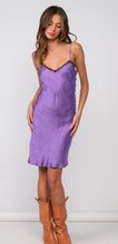 Load image into Gallery viewer, Floral Purple Satin Dress
