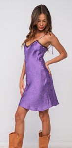 Floral Purple Satin Dress