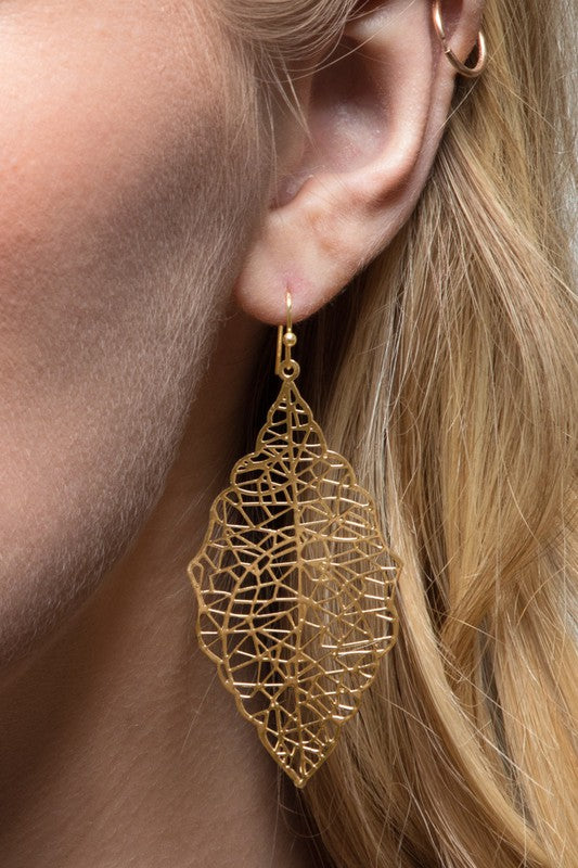 Shiny Brass Filigree Leaf