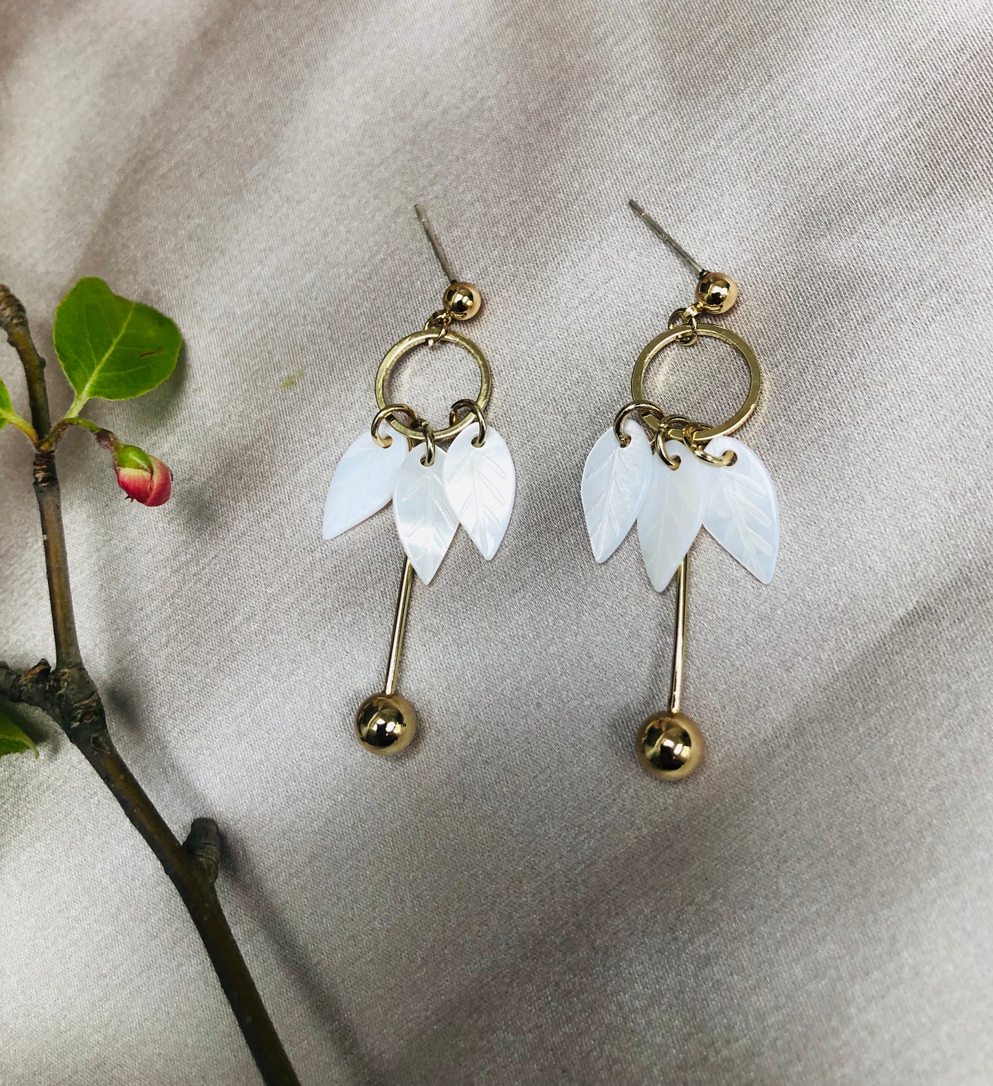 Pearly Leaf Earrings