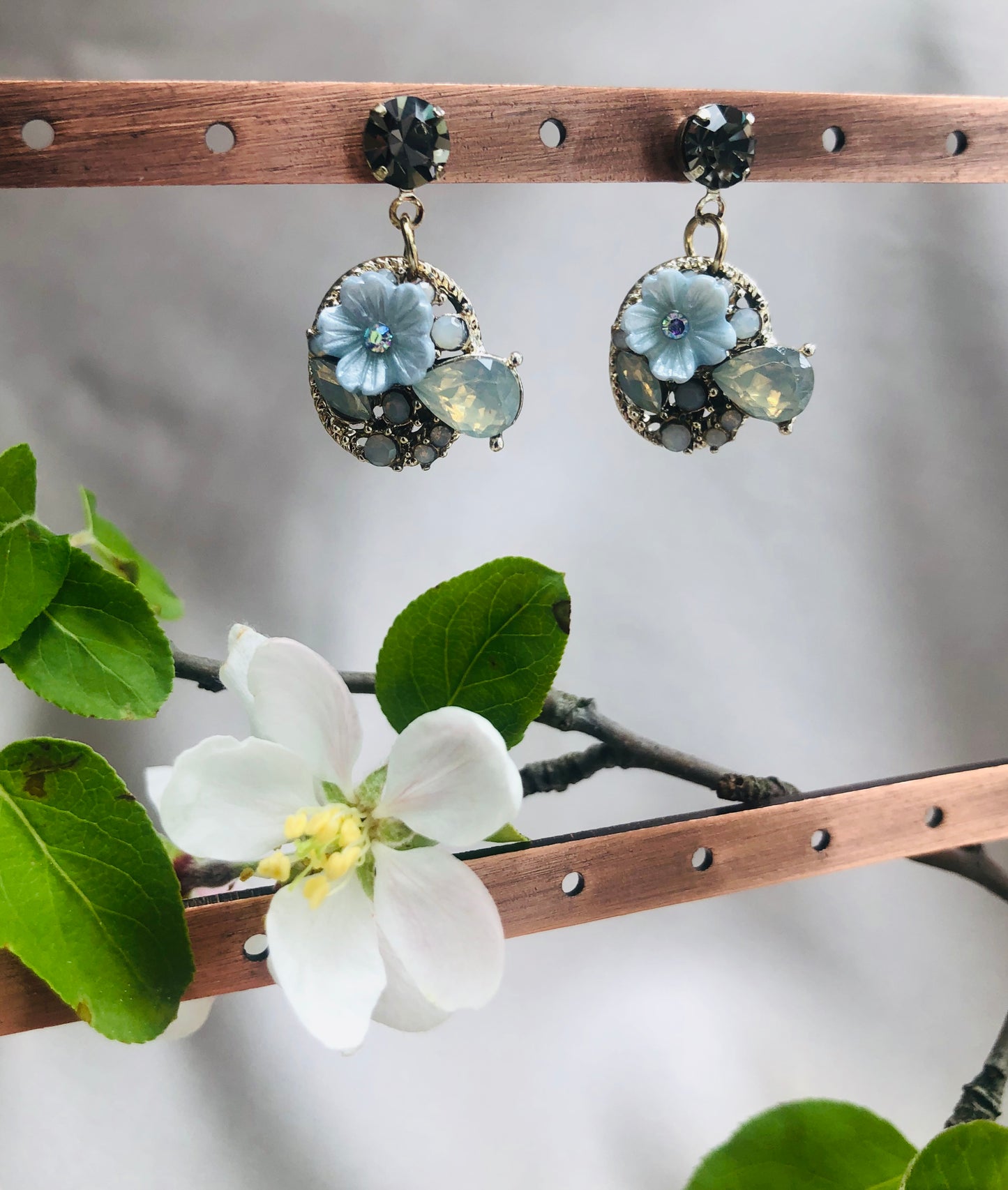 Blue Flowery Earrings