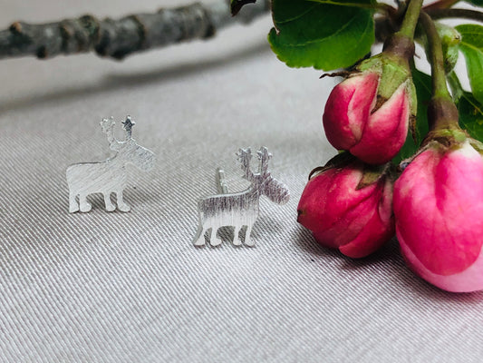 Sterling Silver Moose Earrings