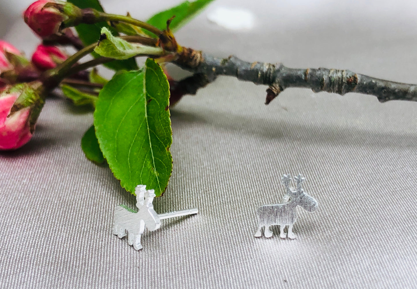 Sterling Silver Moose Earrings