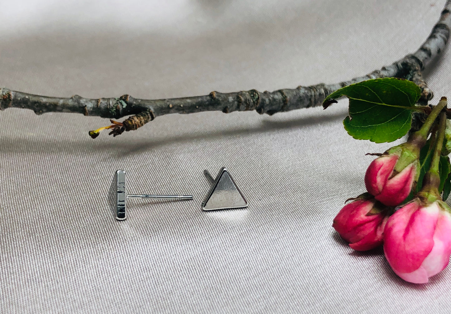 Mini Silver Triangle Earrings