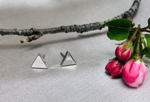 Load image into Gallery viewer, Mini Silver Triangle Earrings
