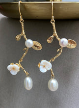 Load image into Gallery viewer, Pearl and Floral Vine Earrings
