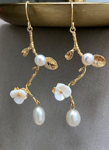 Pearl and Floral Vine Earrings