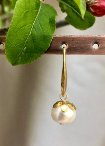 Warm Gold Earrings with Pearls