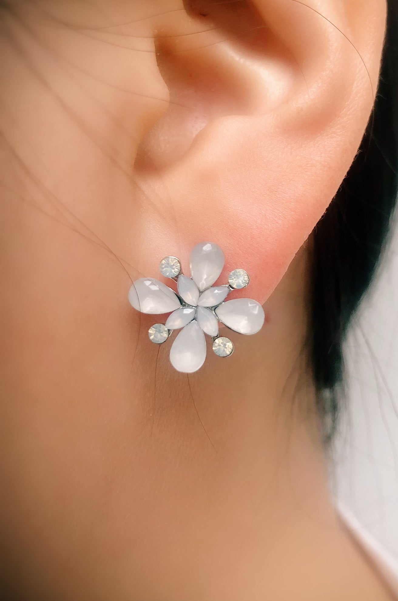 Blue Clouded Gem Earrings