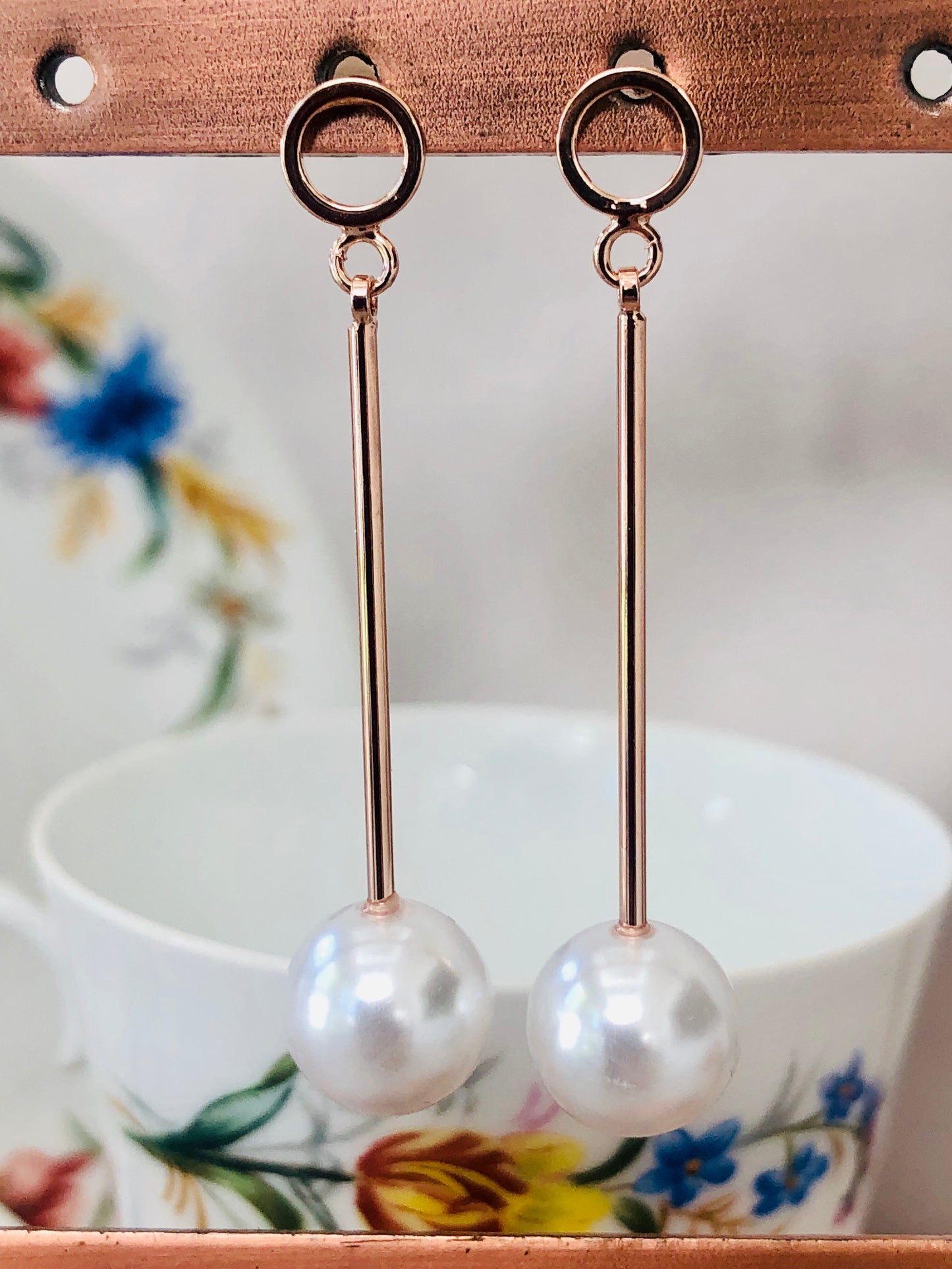 Rose Gold and Dangly Pearls
