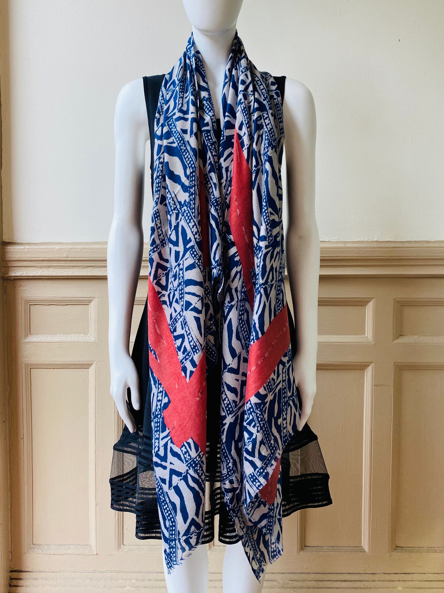 Blue Patterned Scarf