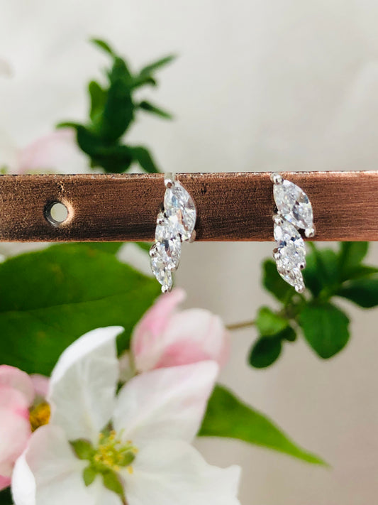 Simple Stacked Diamond Earrings