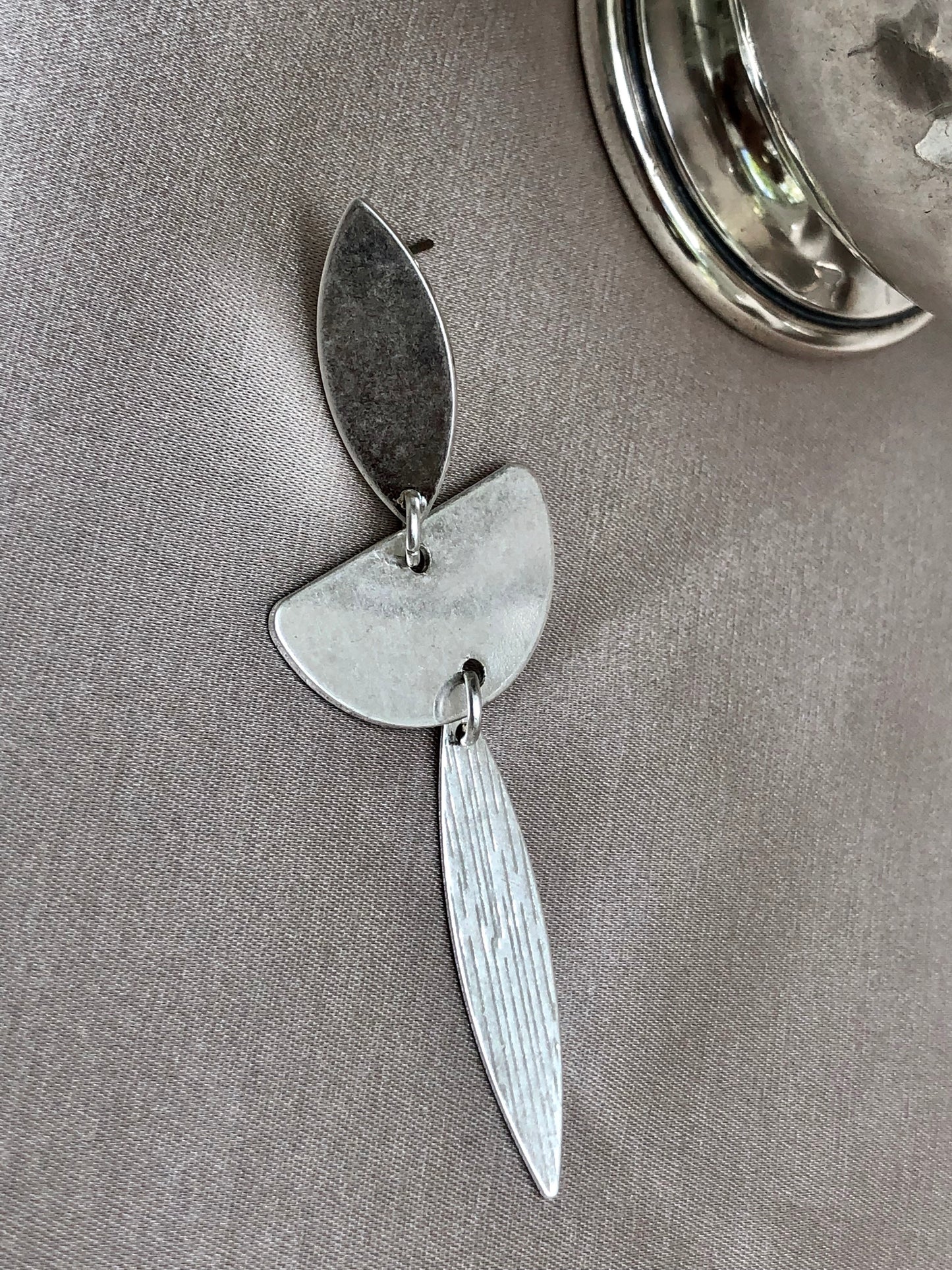 Three Layered Silver Earrings