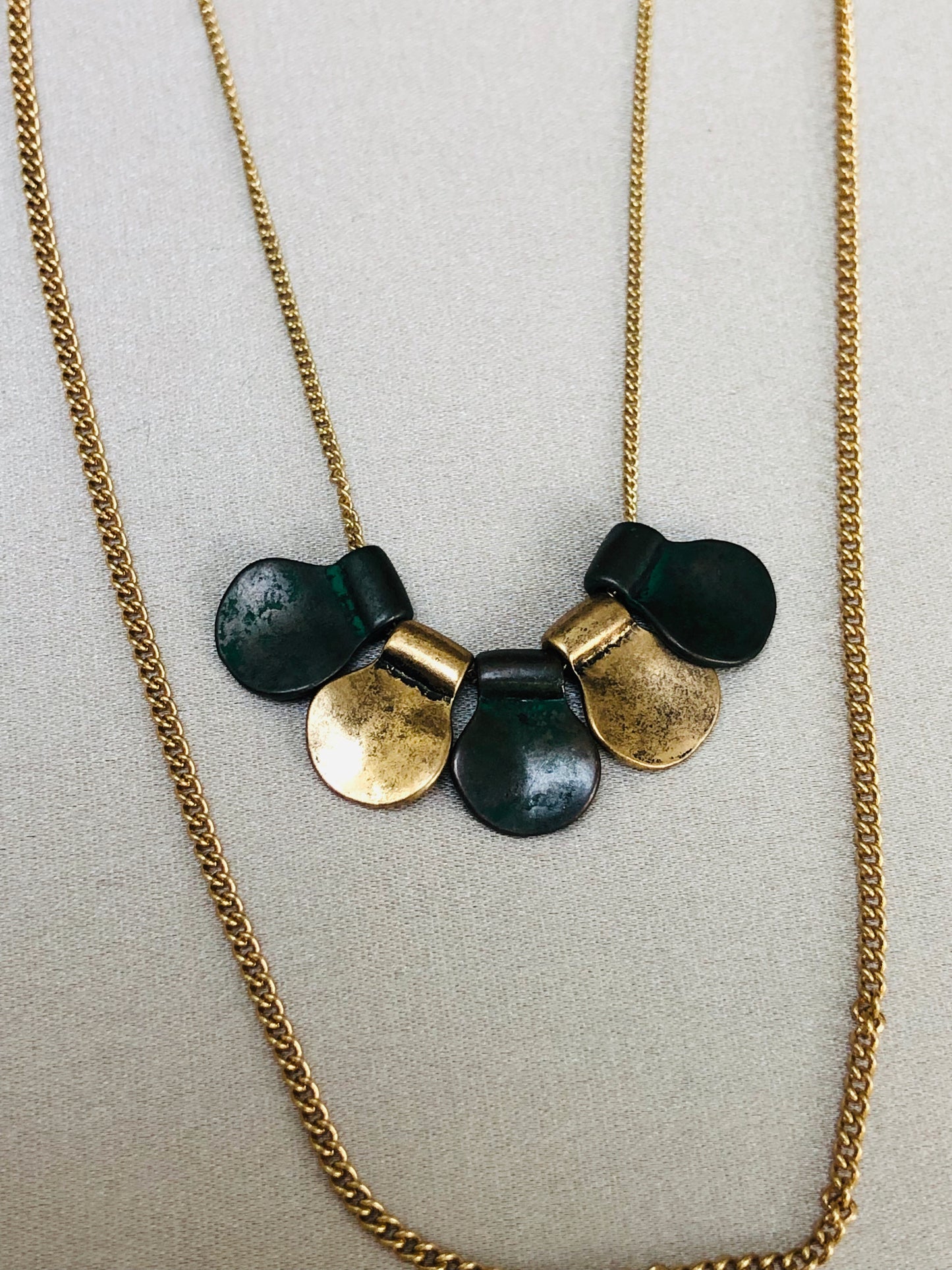 Black and Gold Plate Necklace