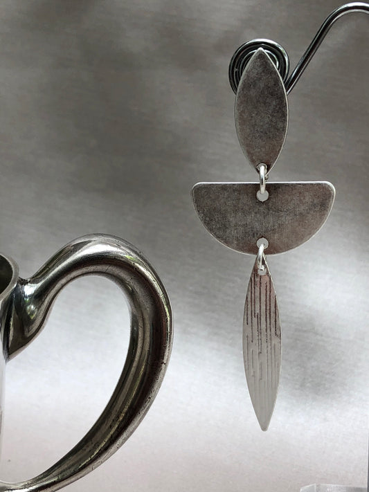 Three Layered Silver Earrings