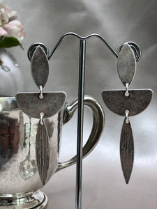 Three Layered Silver Earrings