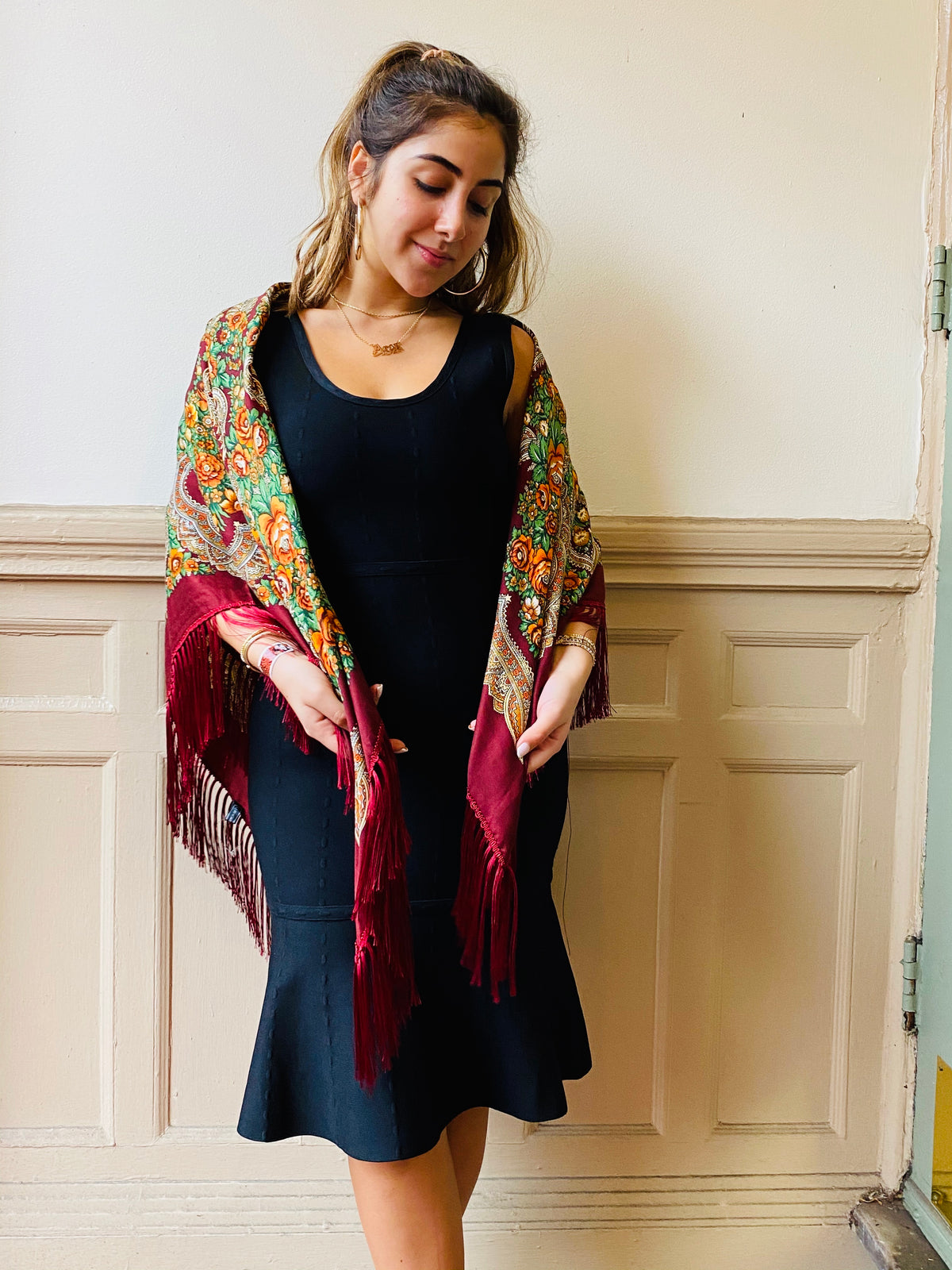 Fringed Holiday Scarf