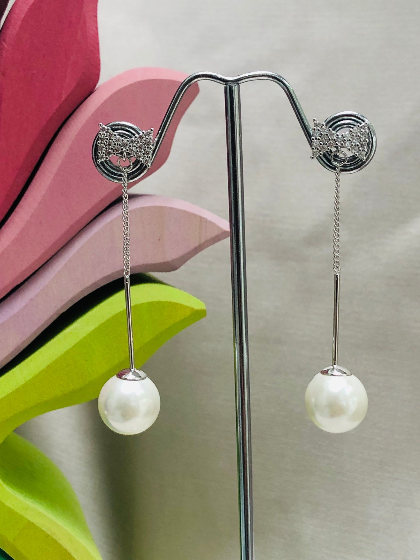 Pearl and Bow Earrings