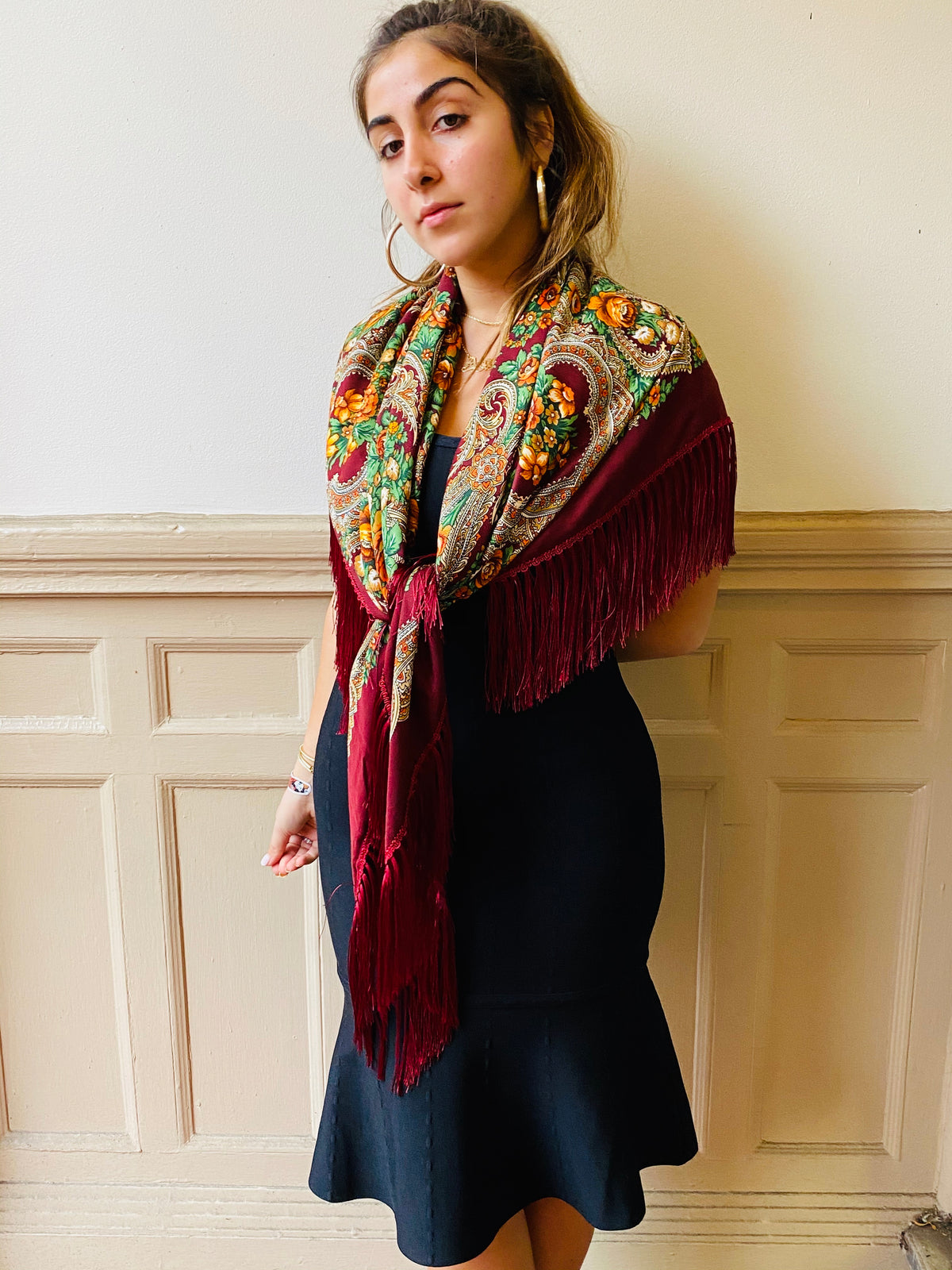 Fringed Holiday Scarf