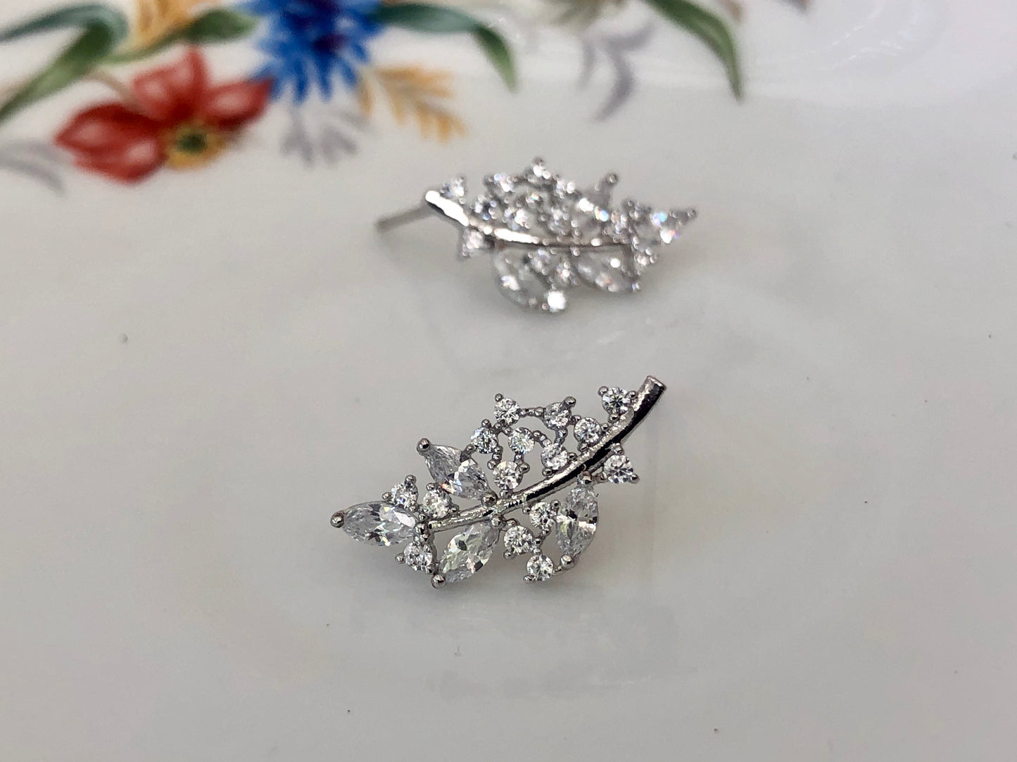 Diamond Leaf Earrings