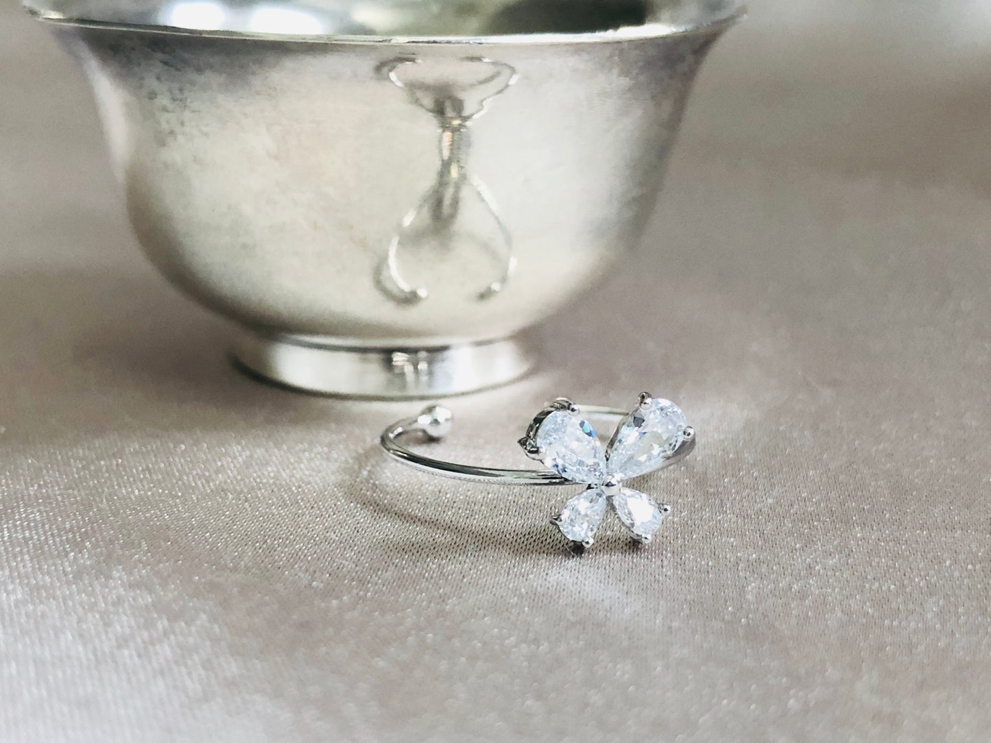 Crystal Clover Ring