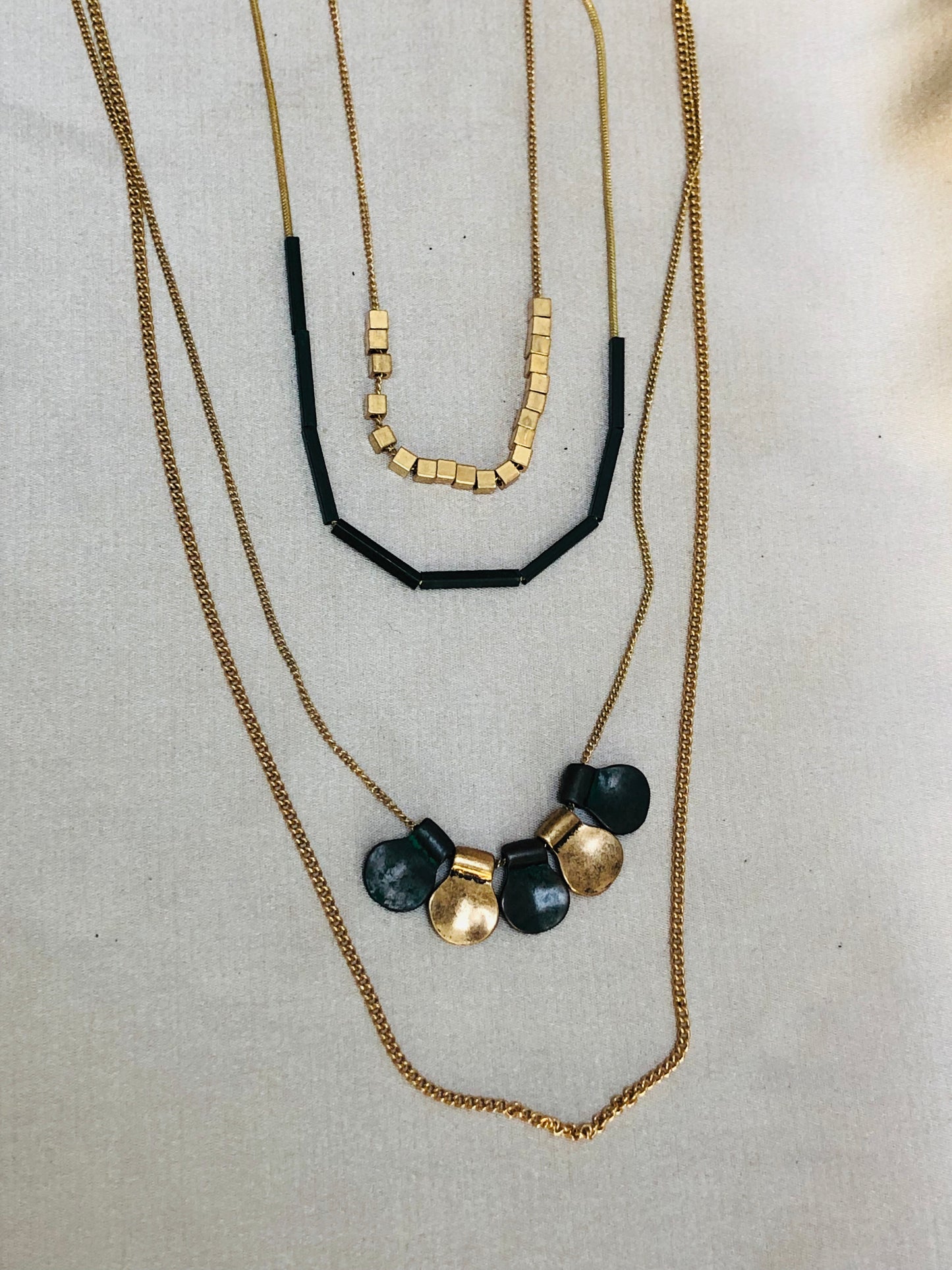 Black and Gold Plate Necklace
