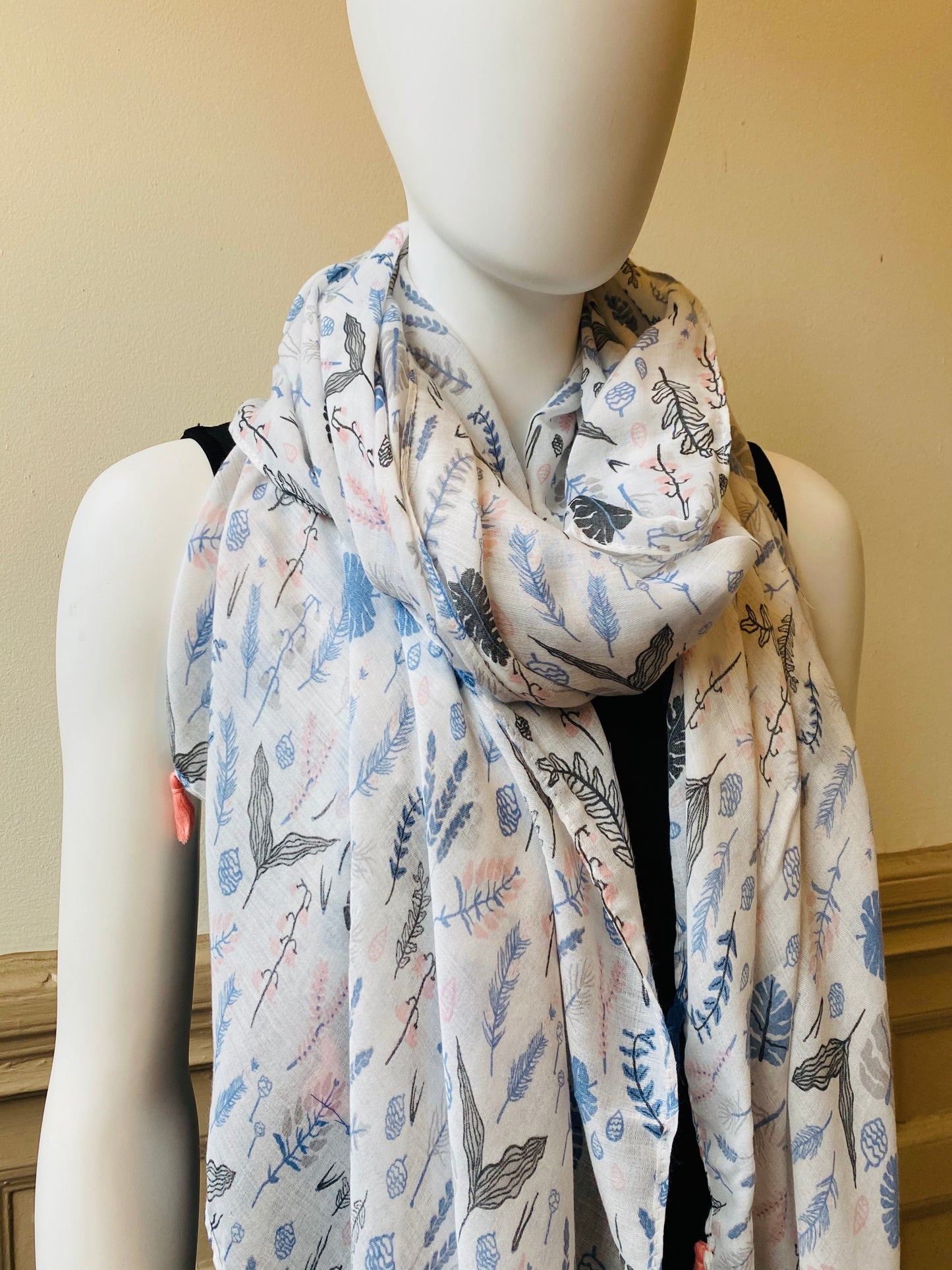 Blue Leaves Scarf