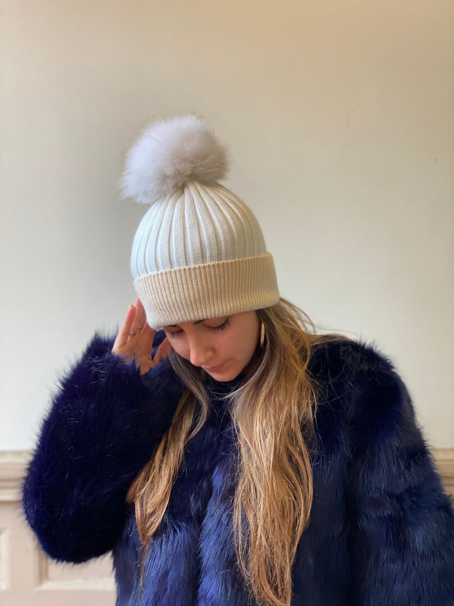 White Pom Pom Hat