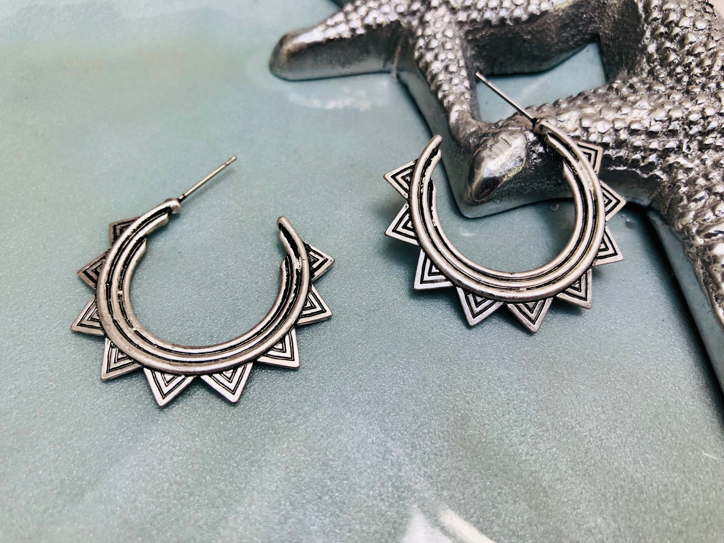 Spiked Sun Hoops