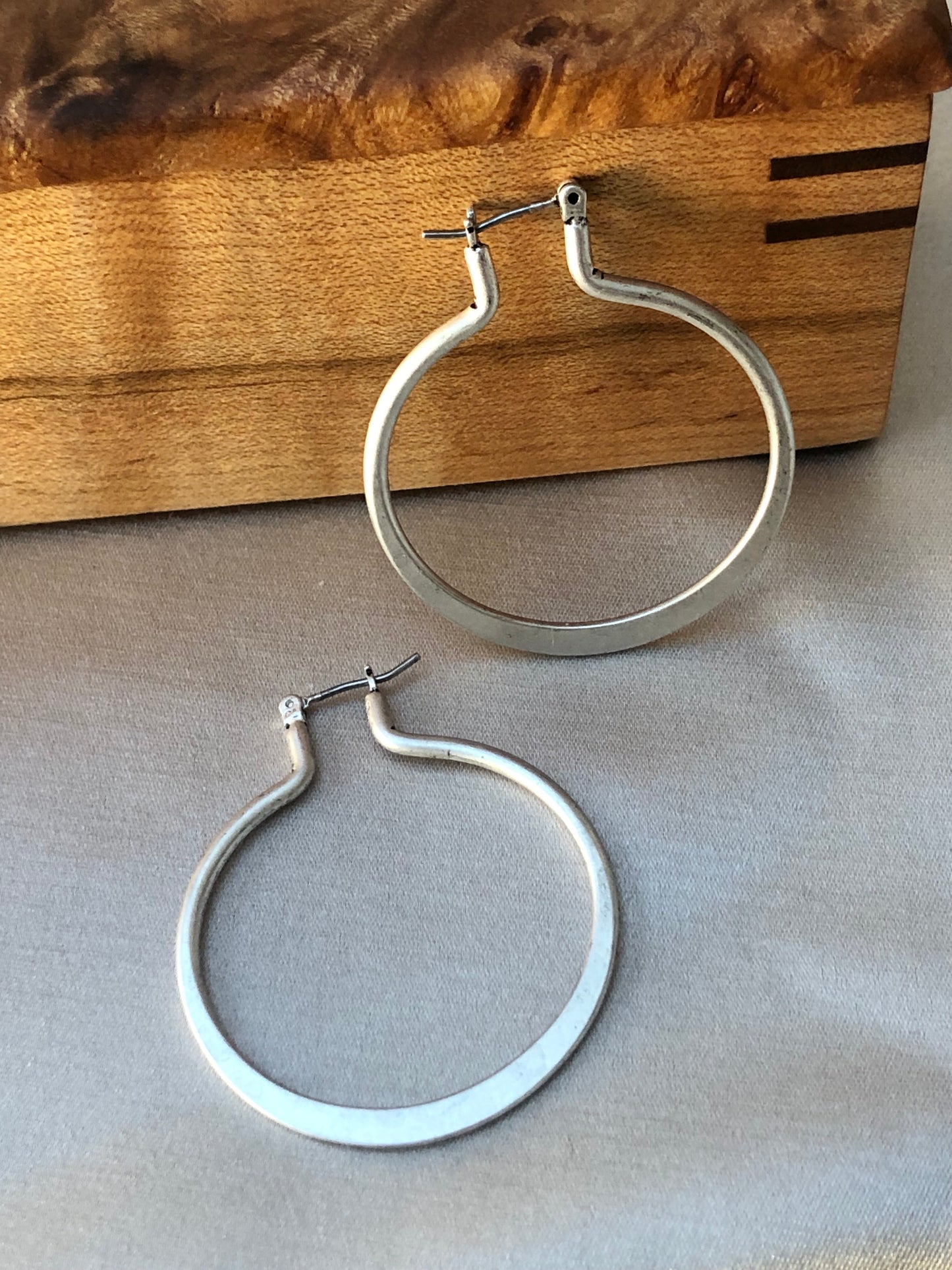 Flat Silver Hoops