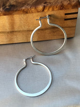 Load image into Gallery viewer, Flat Silver Hoops
