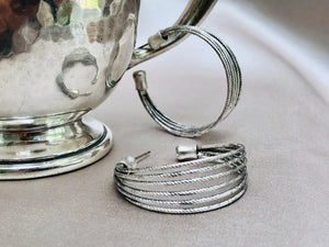 Six Strand Silver Hoops