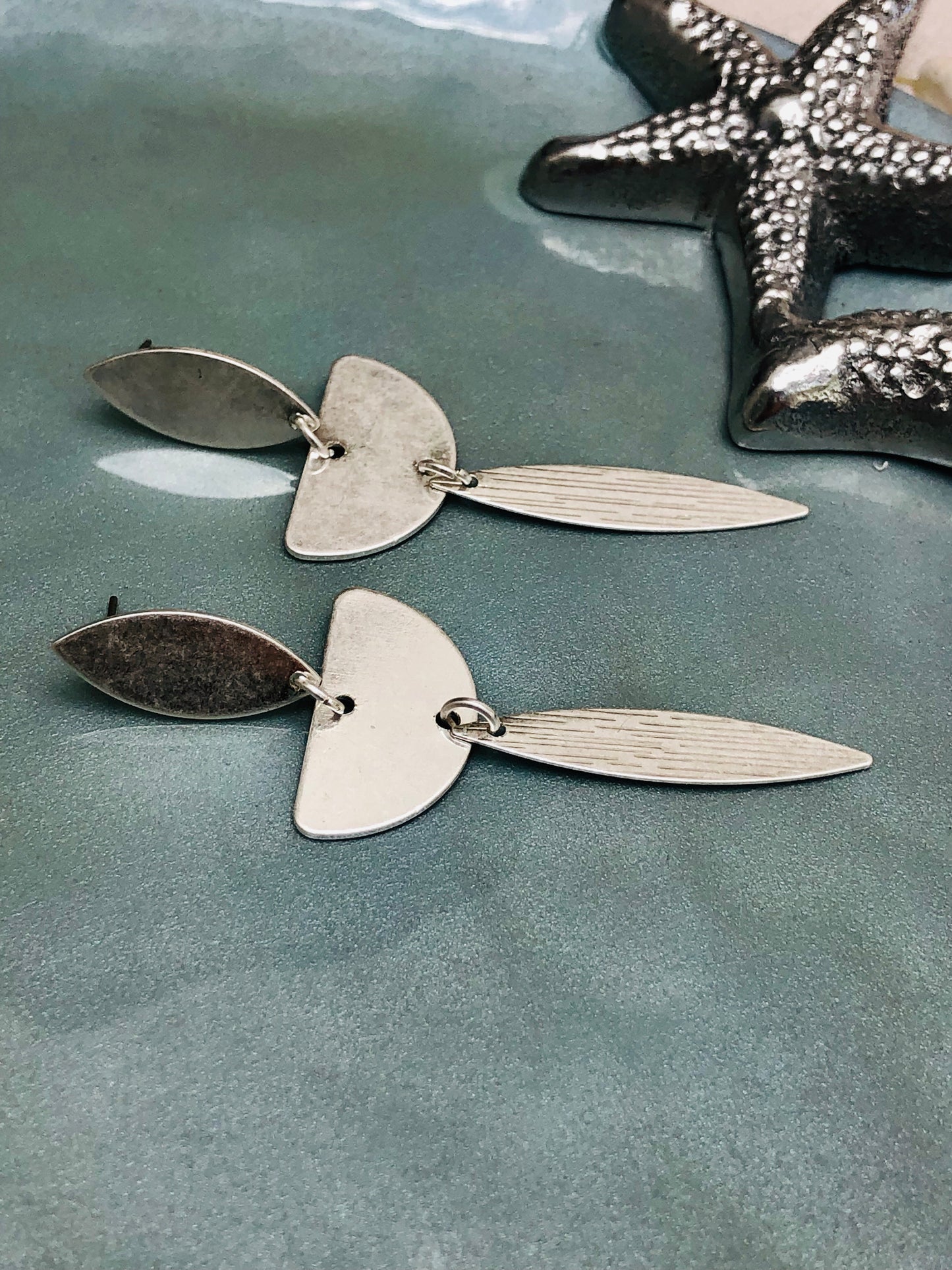 Three Layered Silver Earrings