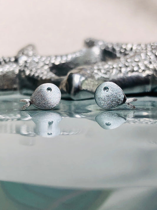 Silver Whale Earrings