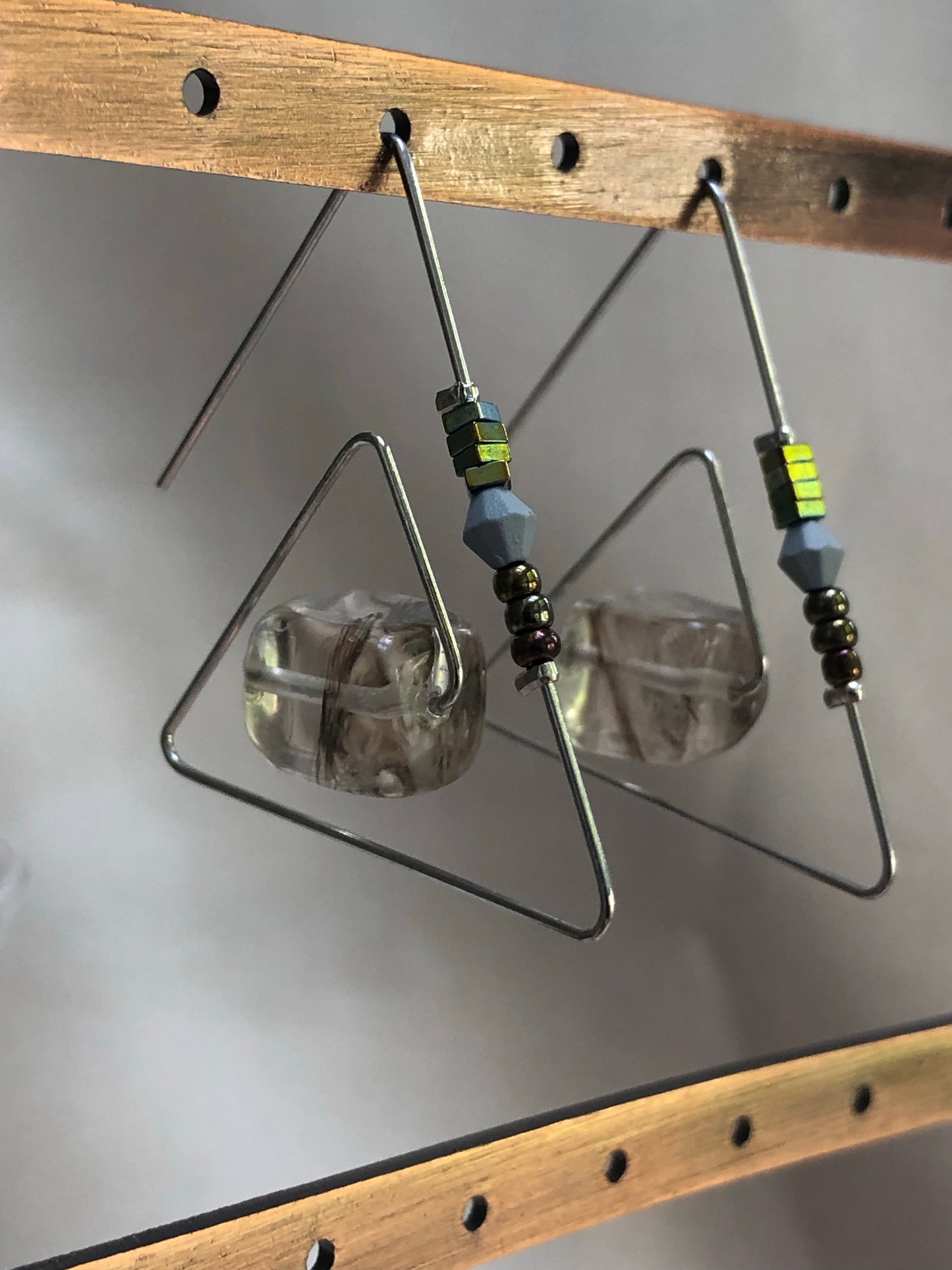 Beaded Triangle Earrings