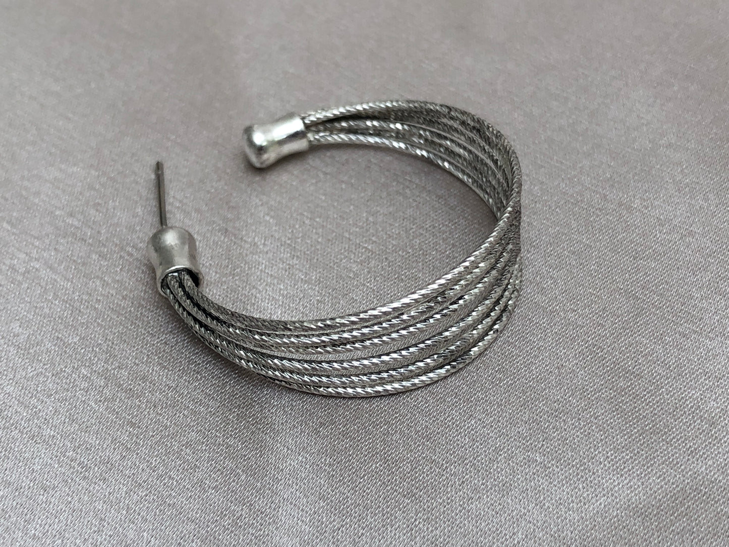 Six Strand Silver Hoops