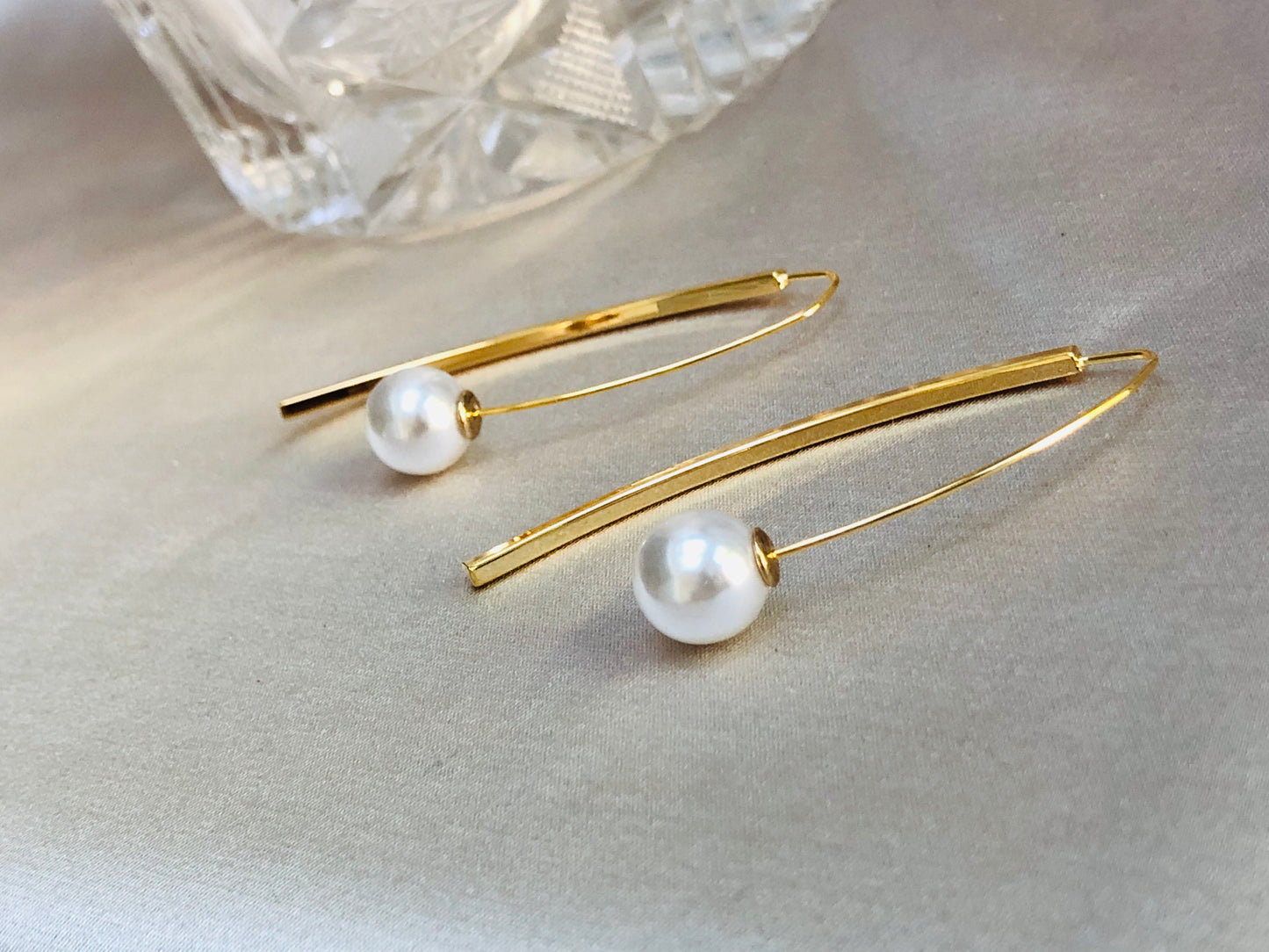 Gold and Pearl Loop Earrings