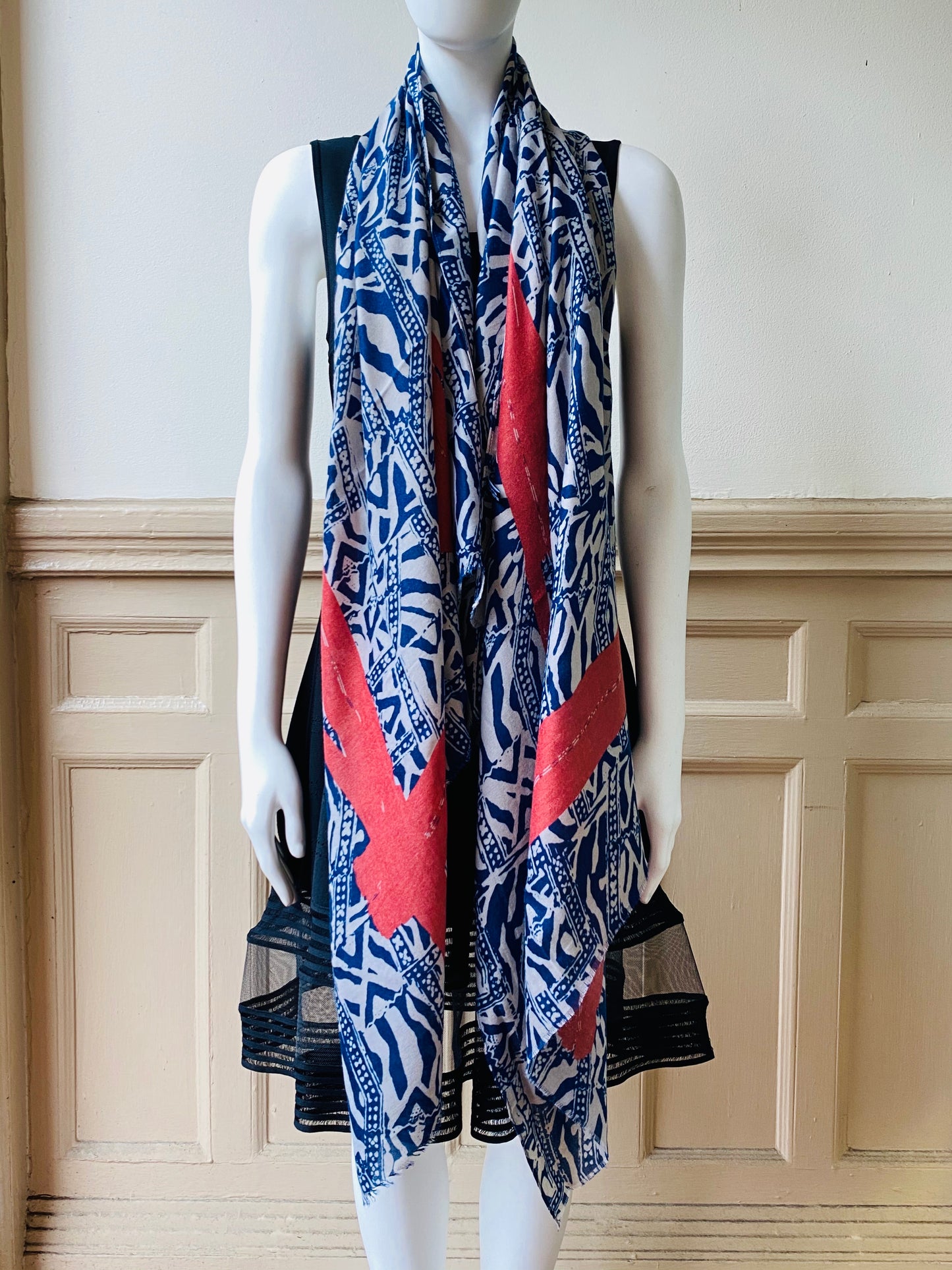 Blue Patterned Scarf