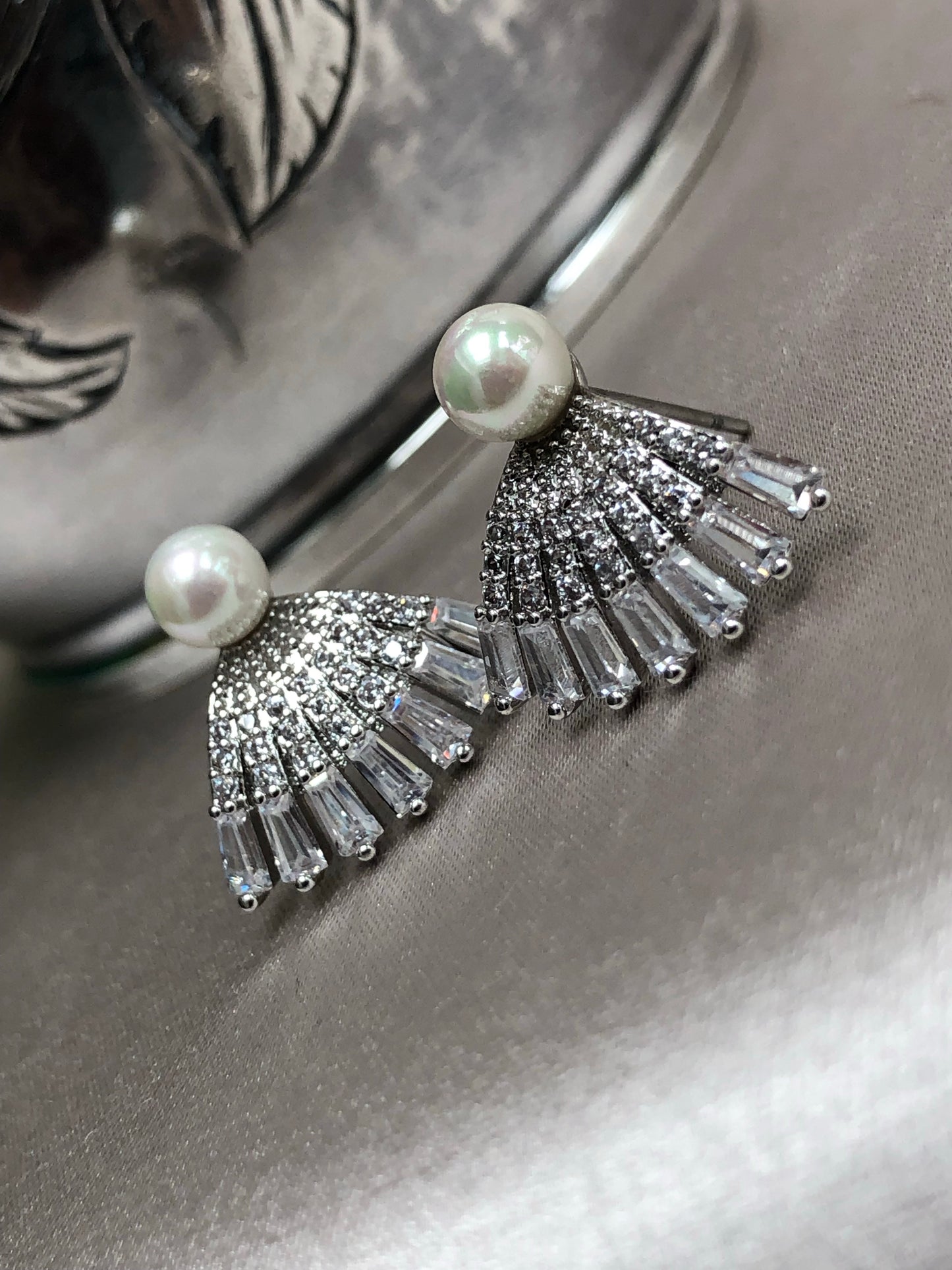 Diamond Fan Earrings