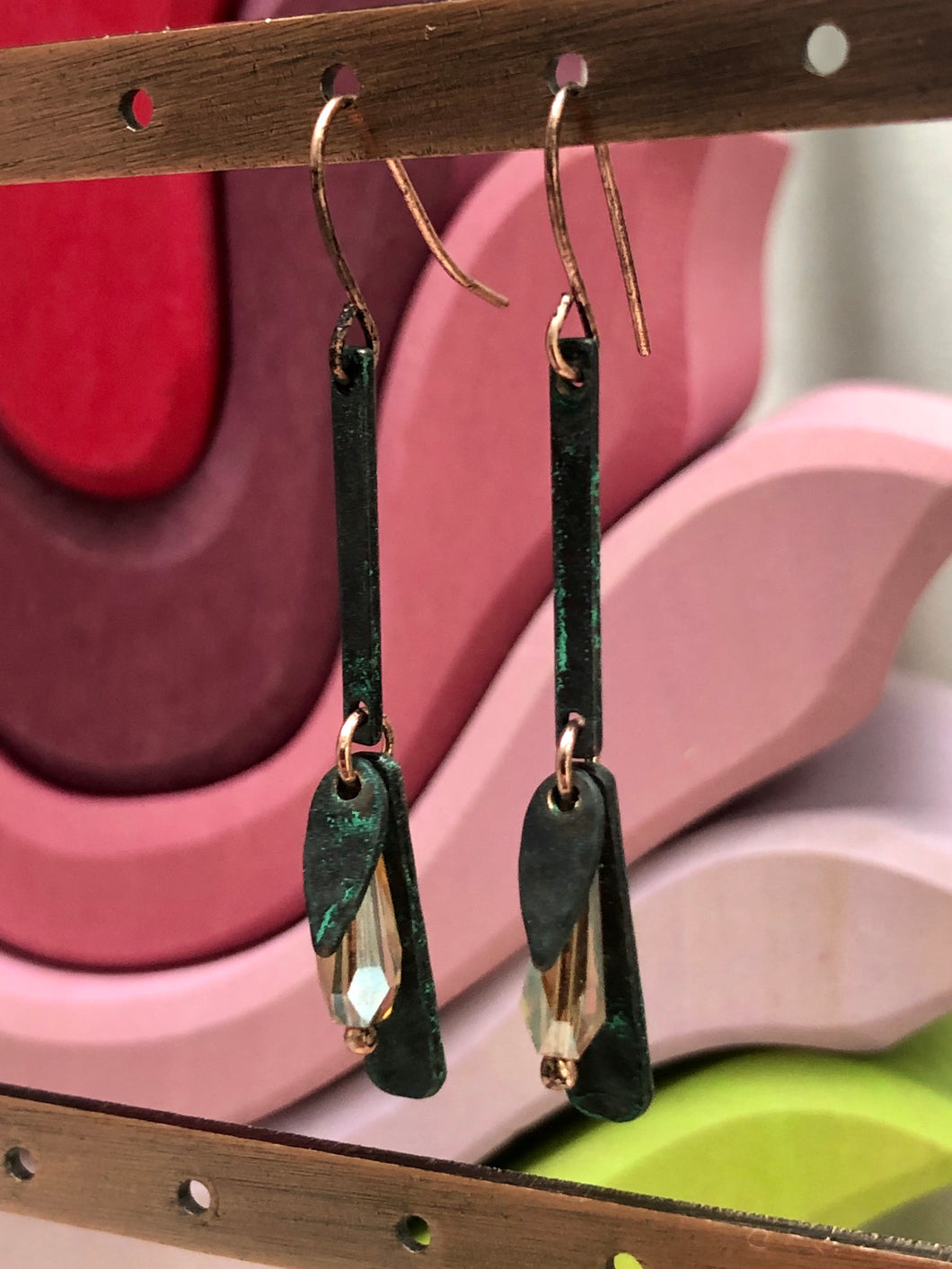 Patina and Crystal Earrings